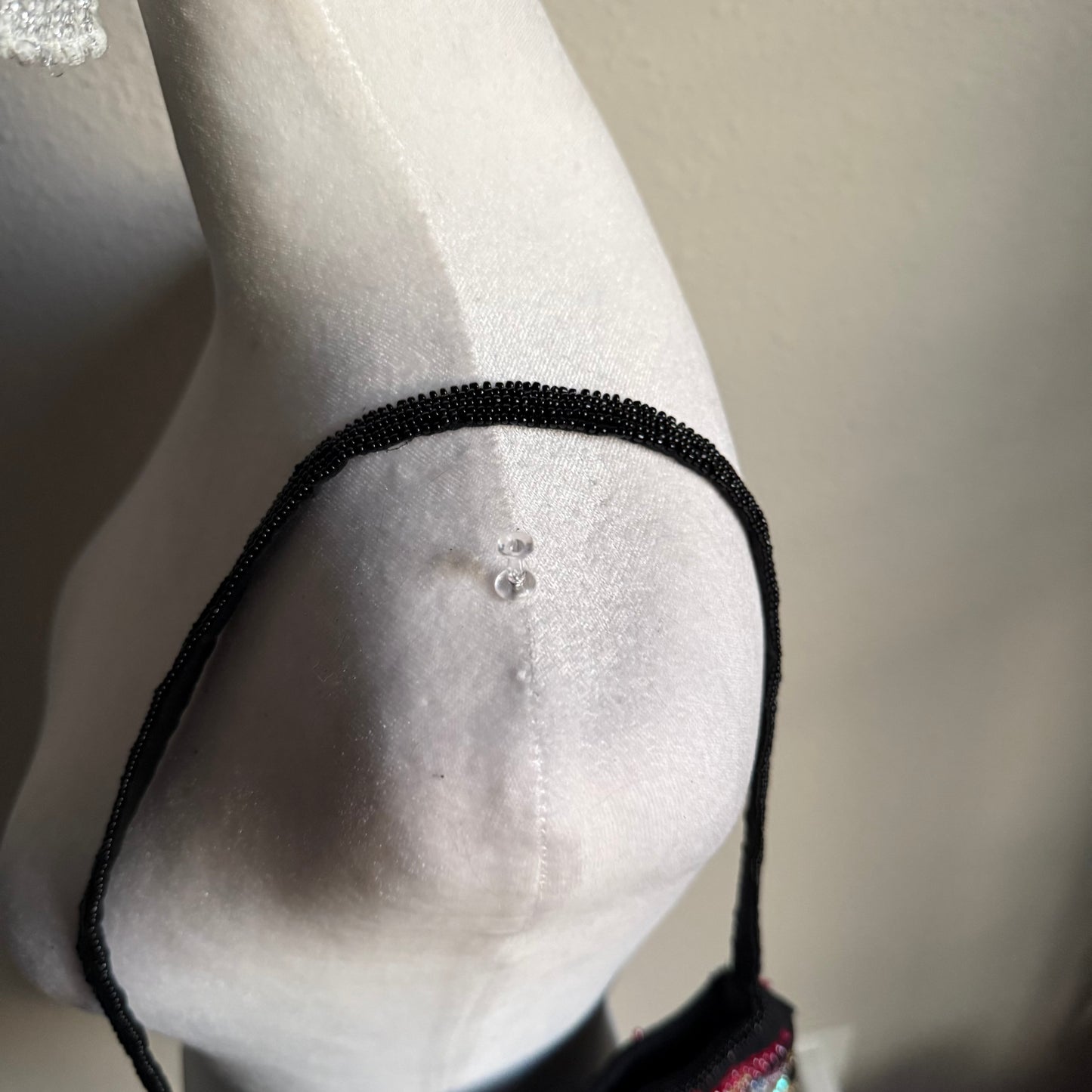 Flower beaded mini shoulder bag