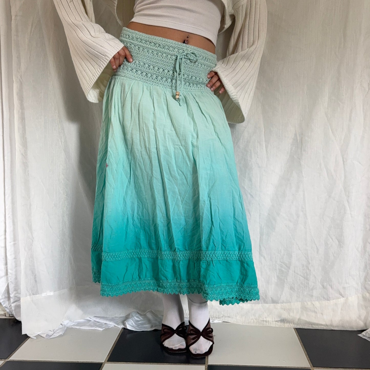 Aqua faded boho maxi