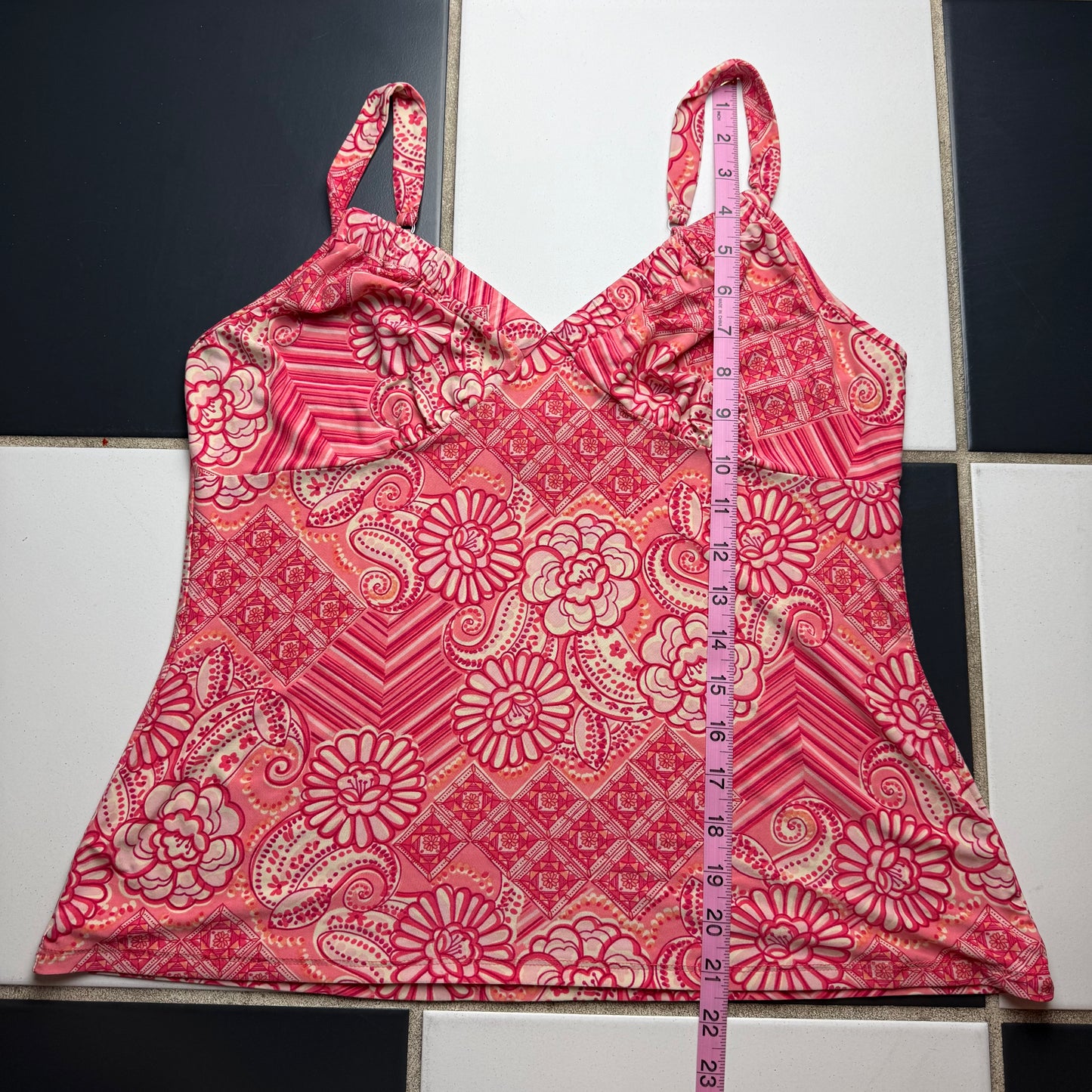 Pink flower paisley cami