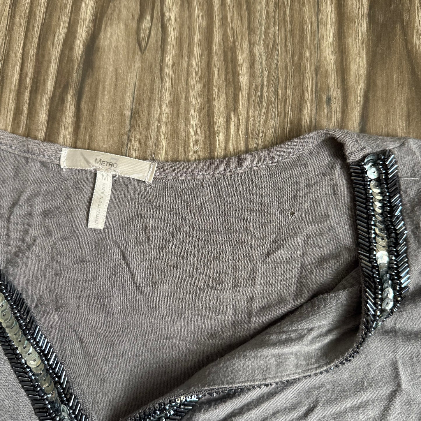 Grey sequin batwing top