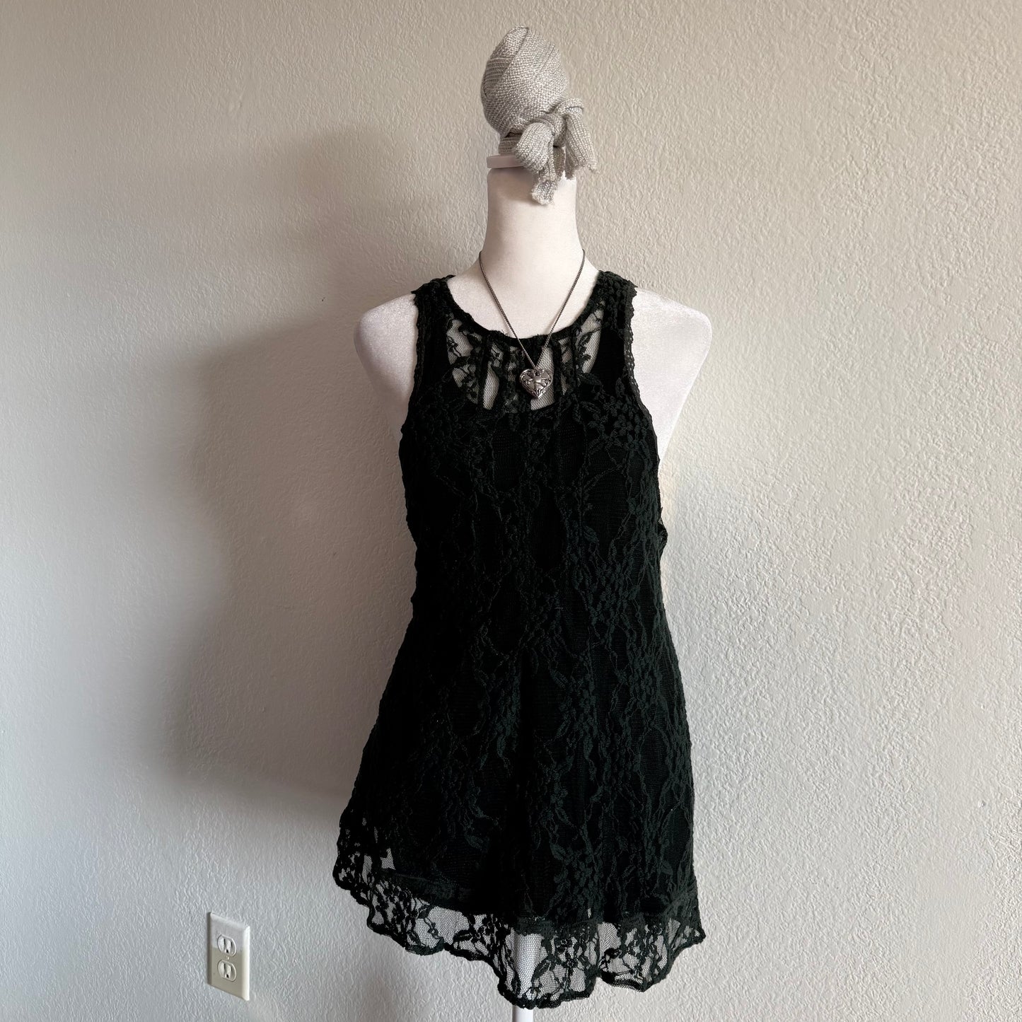 Lace green boho tank top