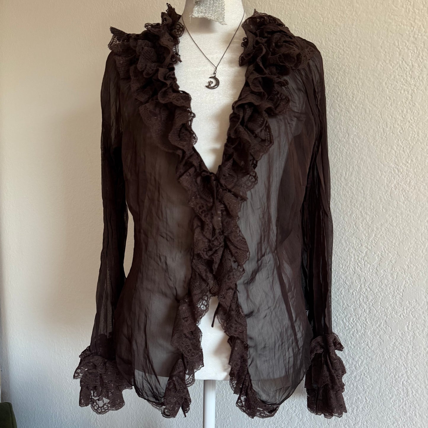 Fairy brown ruffle sleeved top