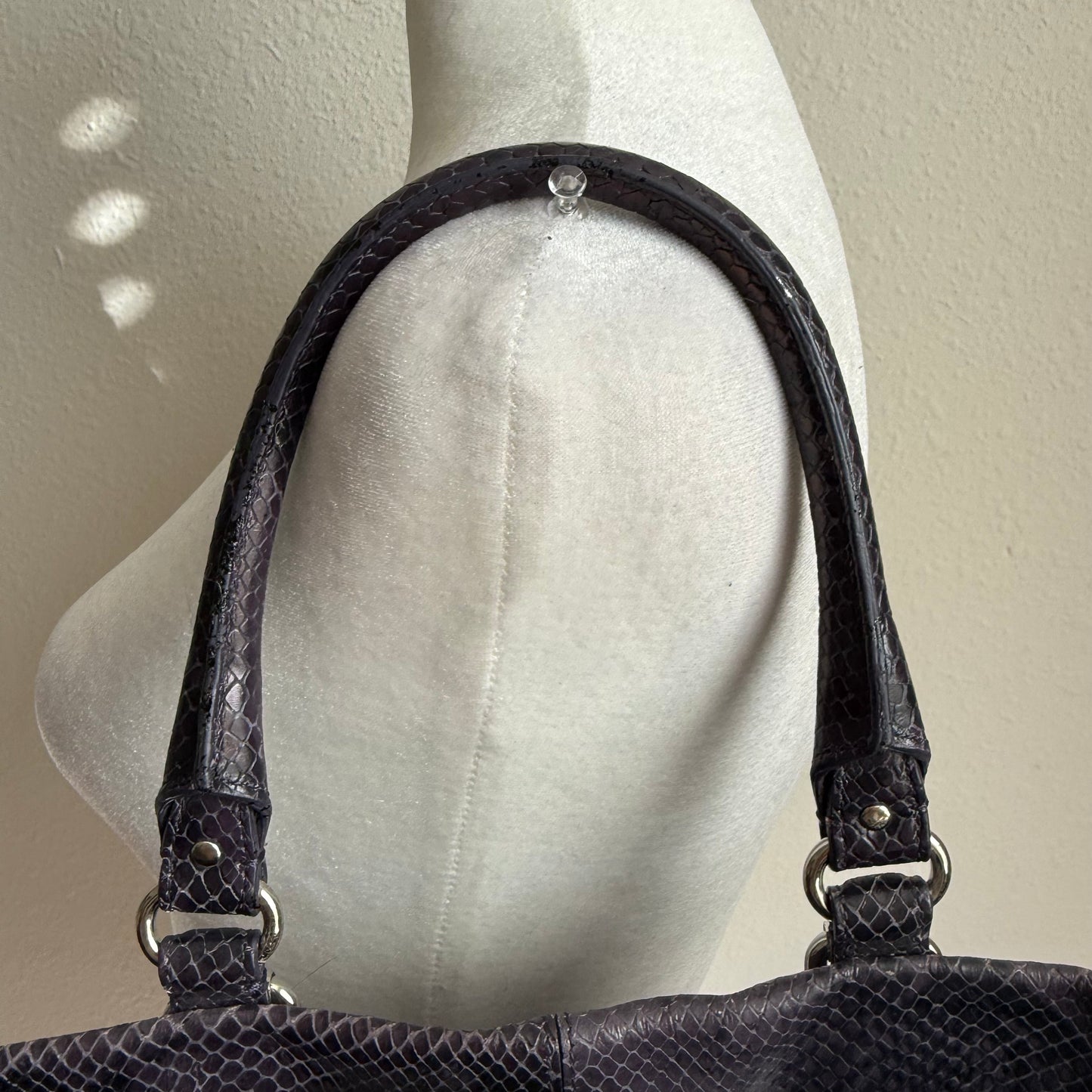 Faux Snakeskin purple shoulder bag