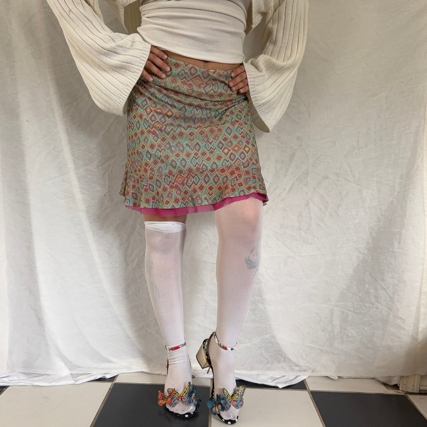 Whimsy pink foldover mini skirt