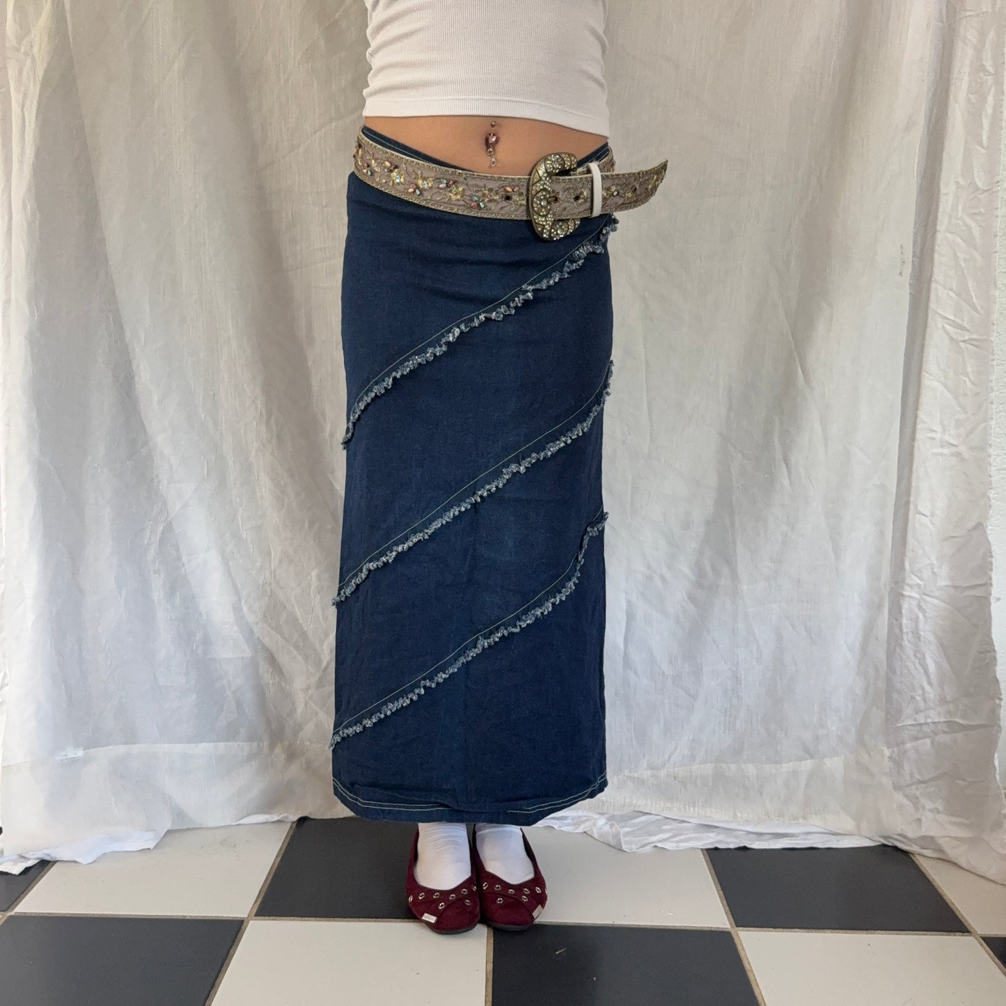 Zoey Beth denim fitted maxi skirt