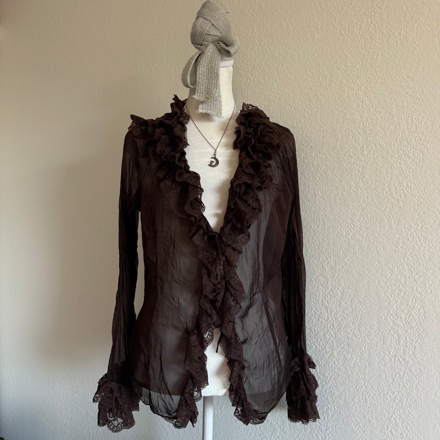 Fairy brown ruffle sleeved top