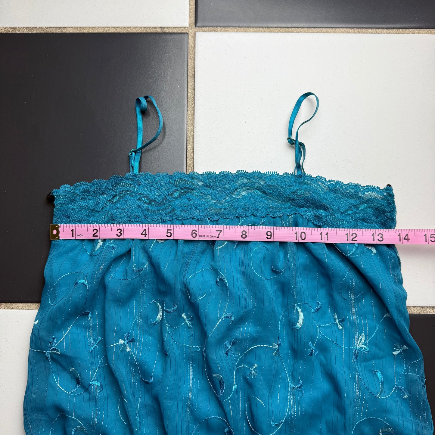 Turquoise bubble lace cami