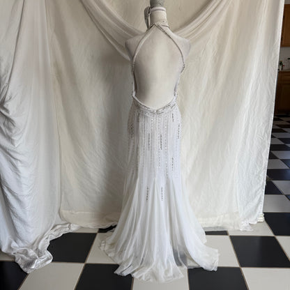 White beaded bridal dress