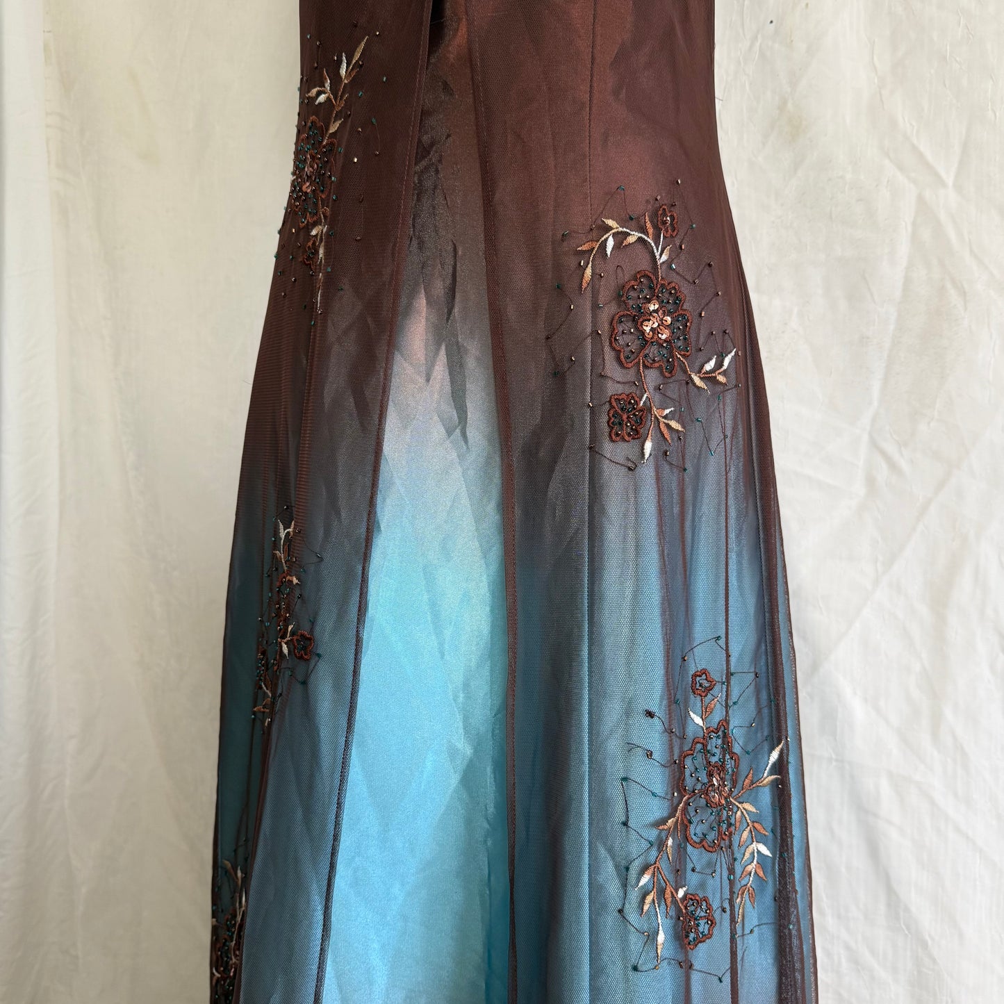 2000s whimsical prom beaded flower dress