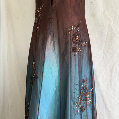 2000s whimsical prom beaded flower dress