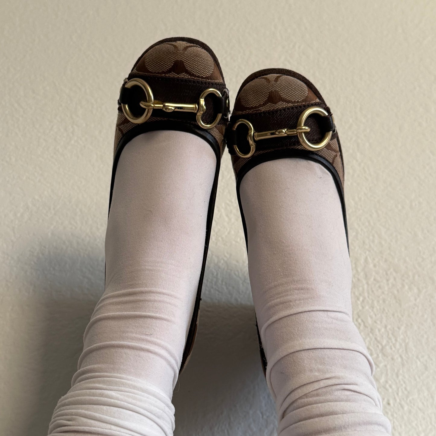 Coach brown wedge heels