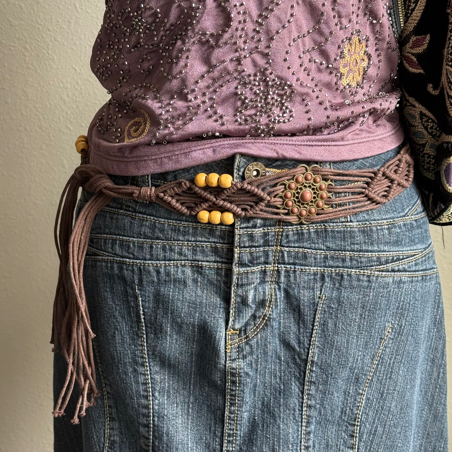 2000s brown beaded belt