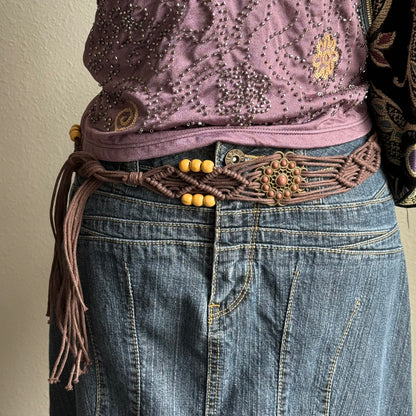 2000s brown beaded belt