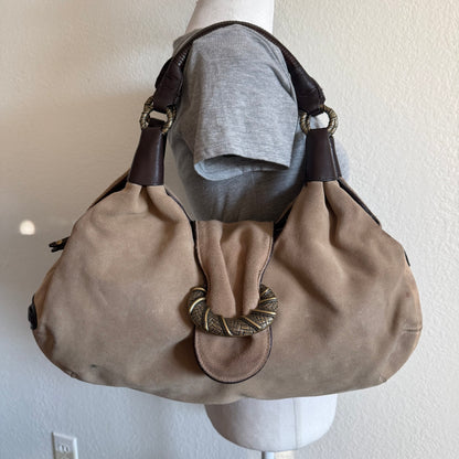 Suede hobo shoulder bag