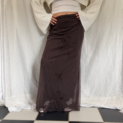 Evening beaded flower maxi