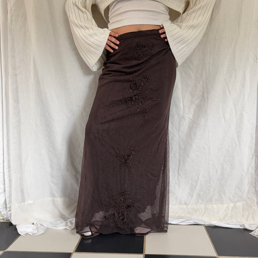 Evening beaded flower maxi