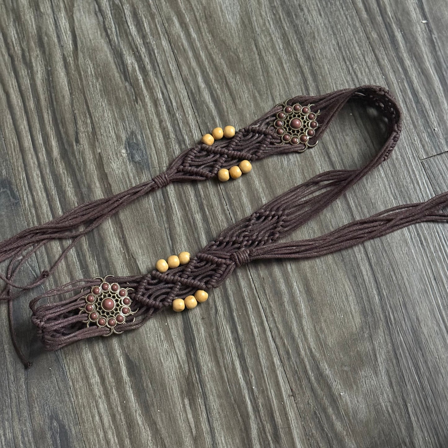 2000s brown beaded belt