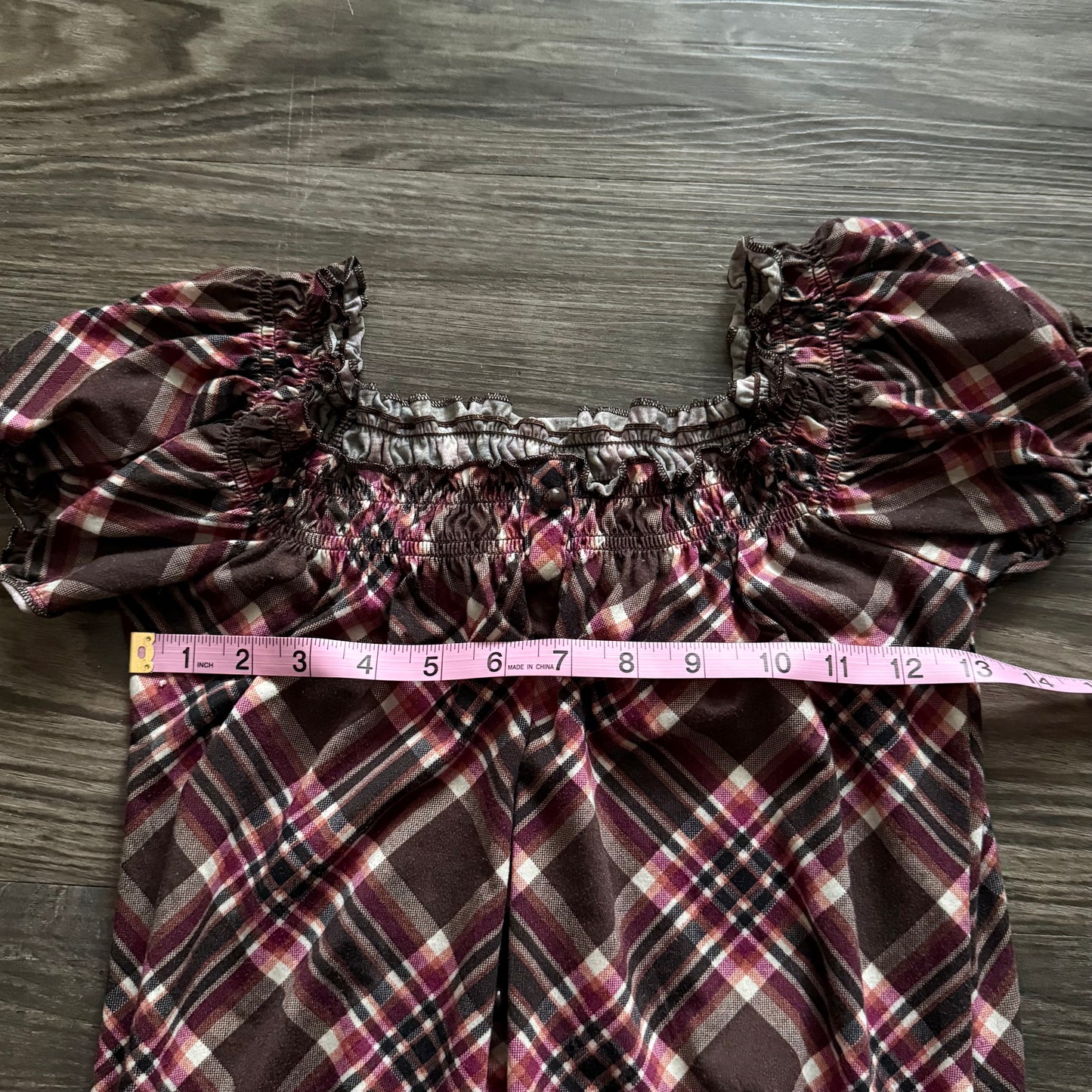 Brown plaid button top