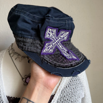 Y2K distressed cross cadet hat