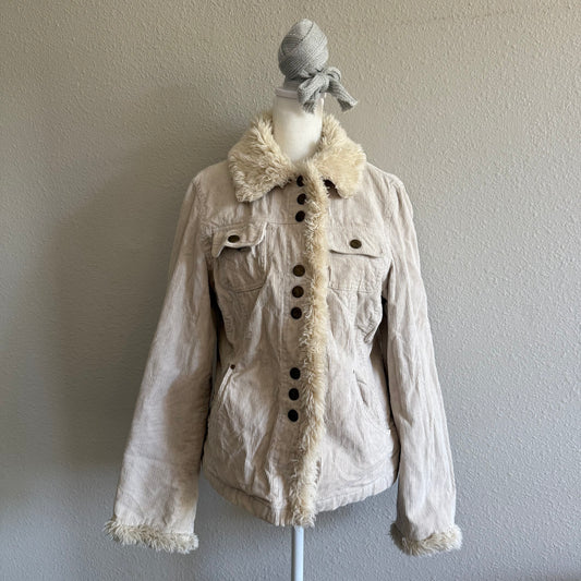 Cream fur corduroy jacket