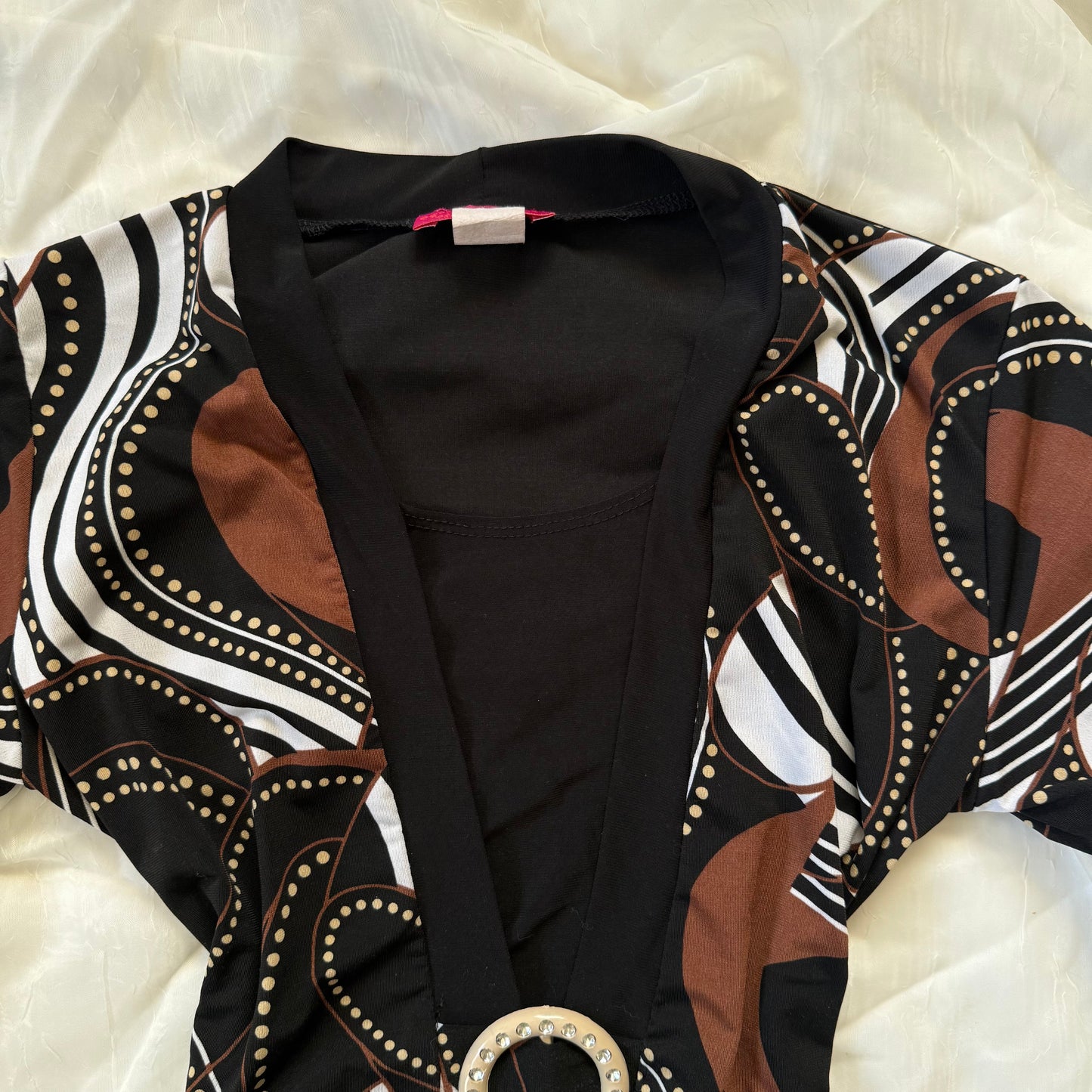 Retro patterned y2k top