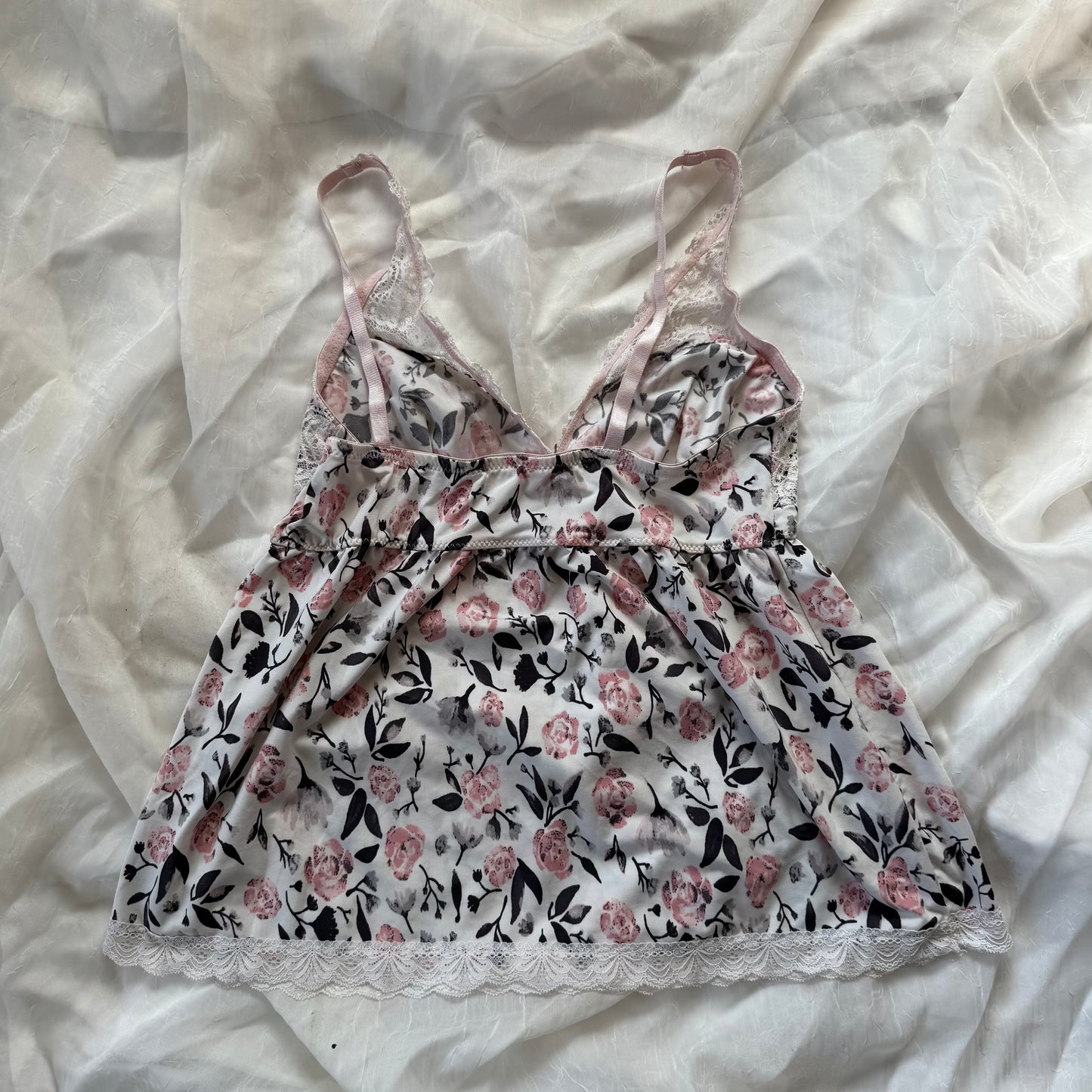 Baby pink rose lace cami