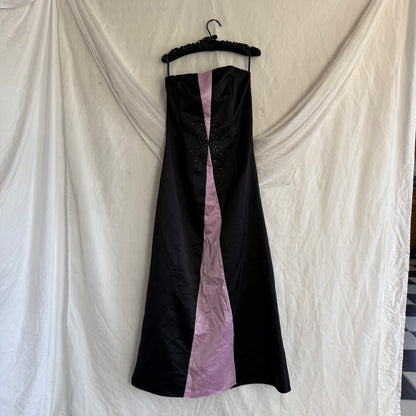 2000s Gunne Sax black prom dress with rhinestones