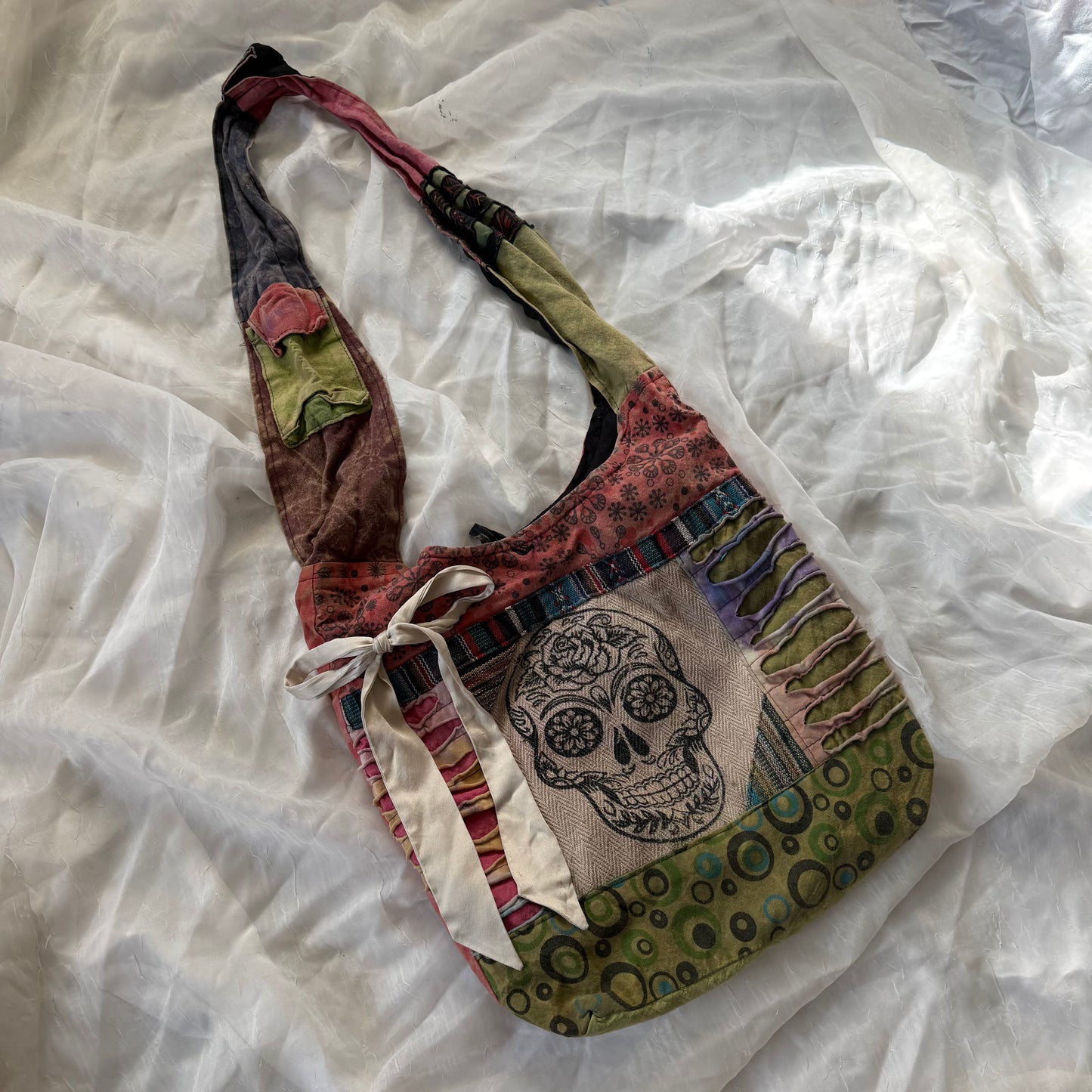 Boho skull crossbody bag