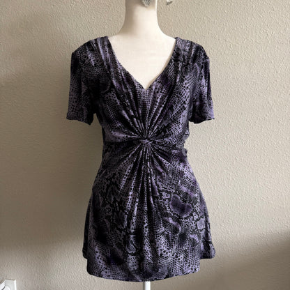 Purple snakeskin ruffle top