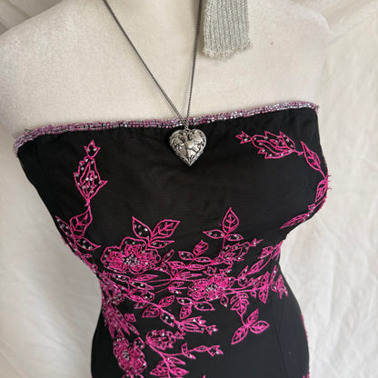 2000s Cache pink prom beaded gown