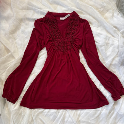 Cherry red ruffle long sleeve