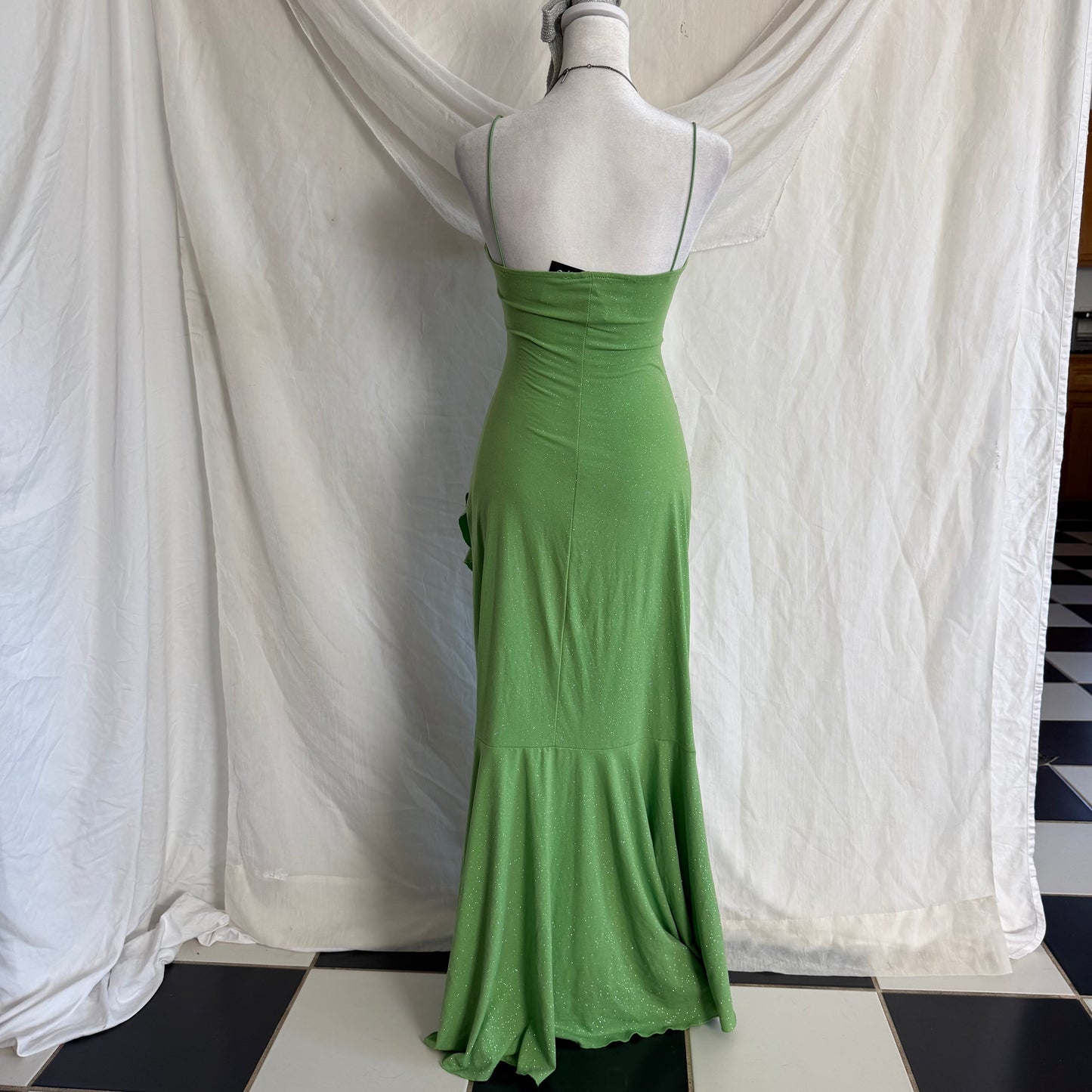 2000s Glitter Tinkerbell green fairy dress