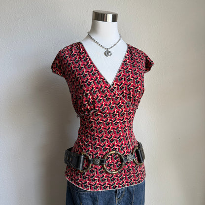 Red patterned picnic top