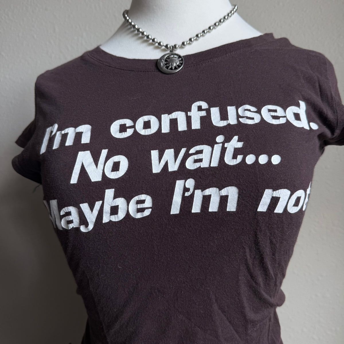 Confused fitted slogan tee