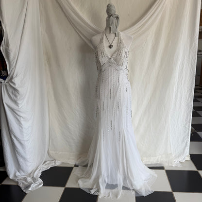 White beaded bridal dress