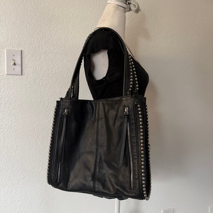 Studded zipper shoulder bag