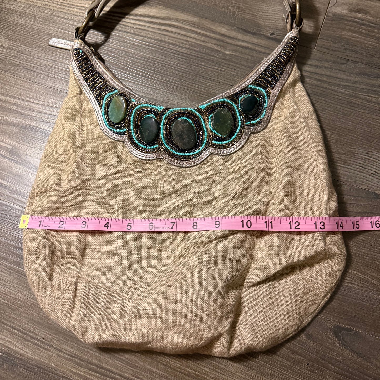 boho beaded hobo shoulder bag