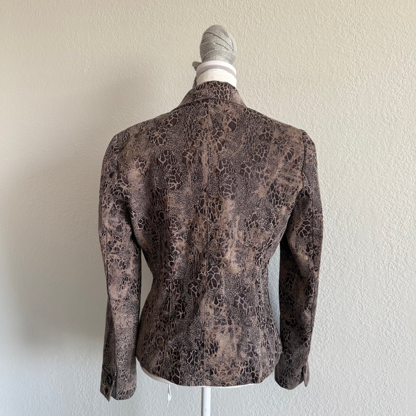 2000s brown printed blazer