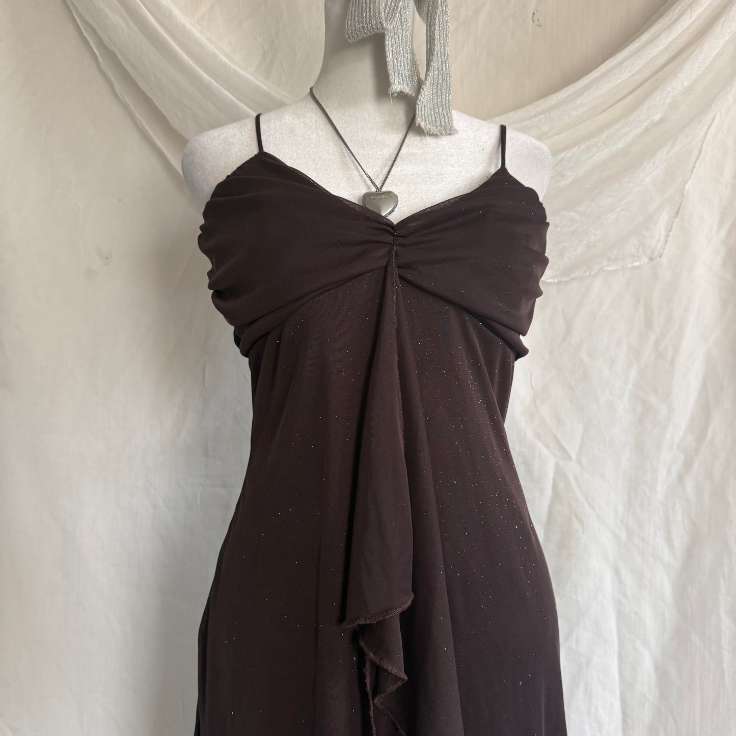 2000s brown glitter fairy summer dress