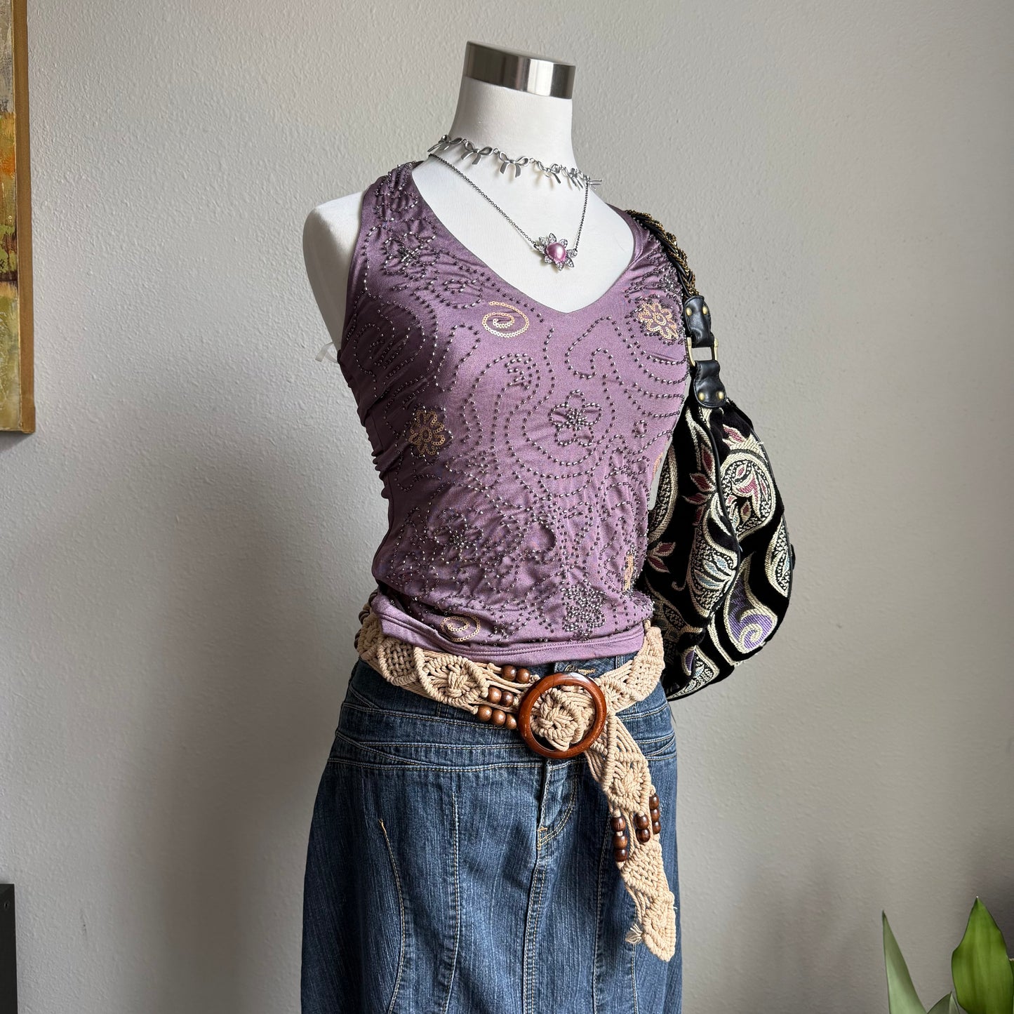 2000s crochet beaded belt