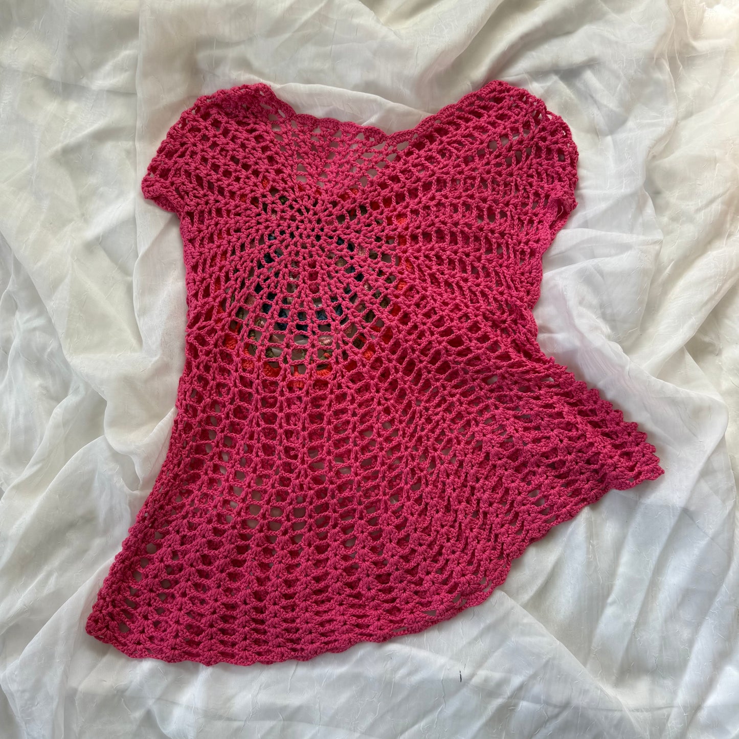 Pink flower crochet top