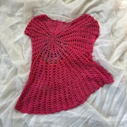 Pink flower crochet top