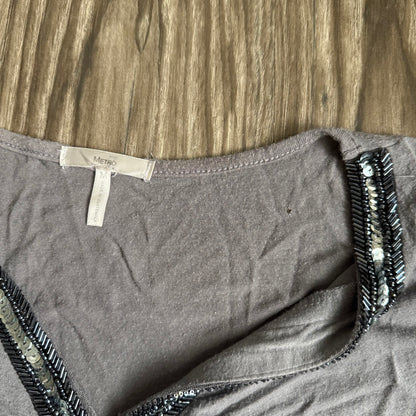 Grey sequin batwing top