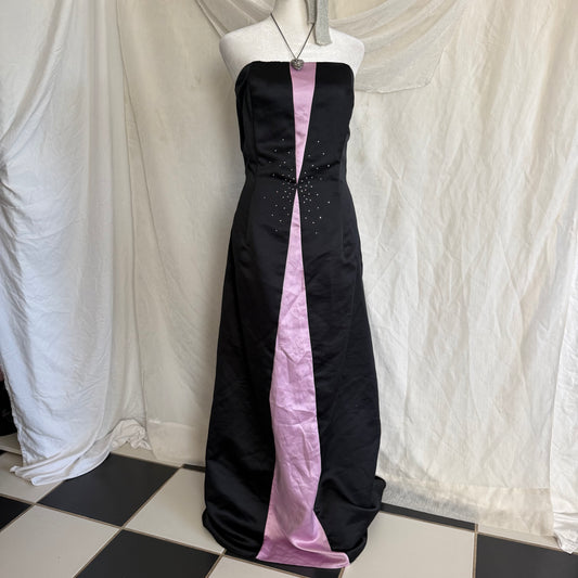2000s Gunne Sax black prom dress with rhinestones