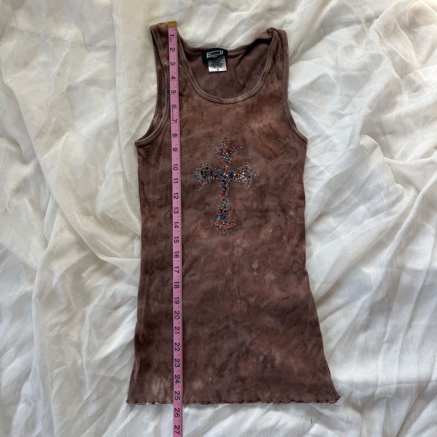Rhinestone cross tank top