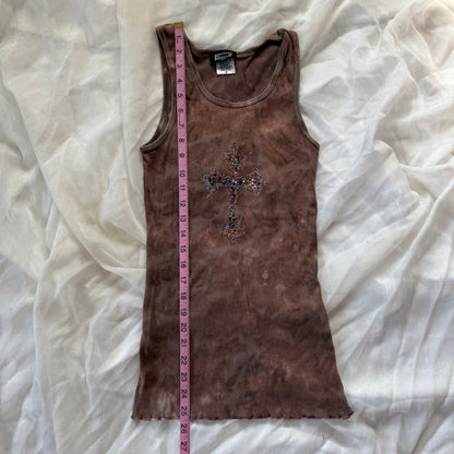 Rhinestone cross tank top