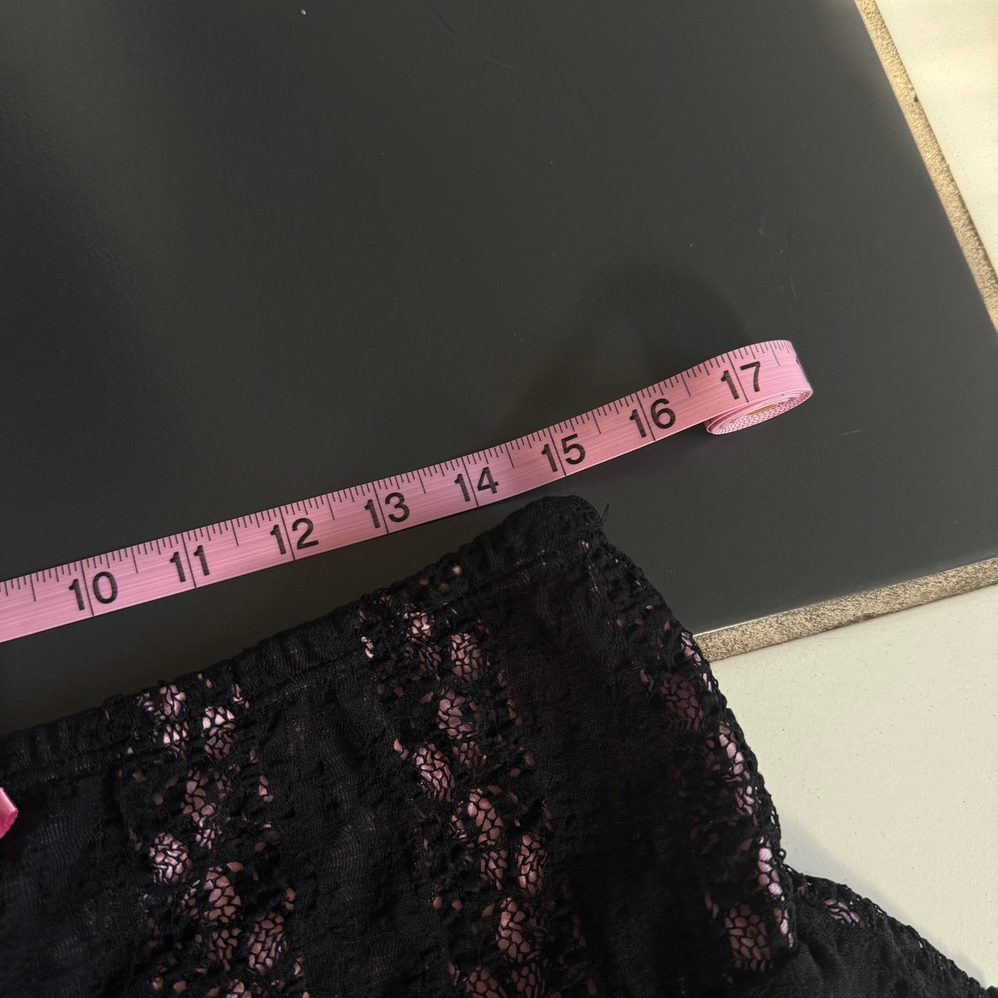 Black lace frilly mini skirt