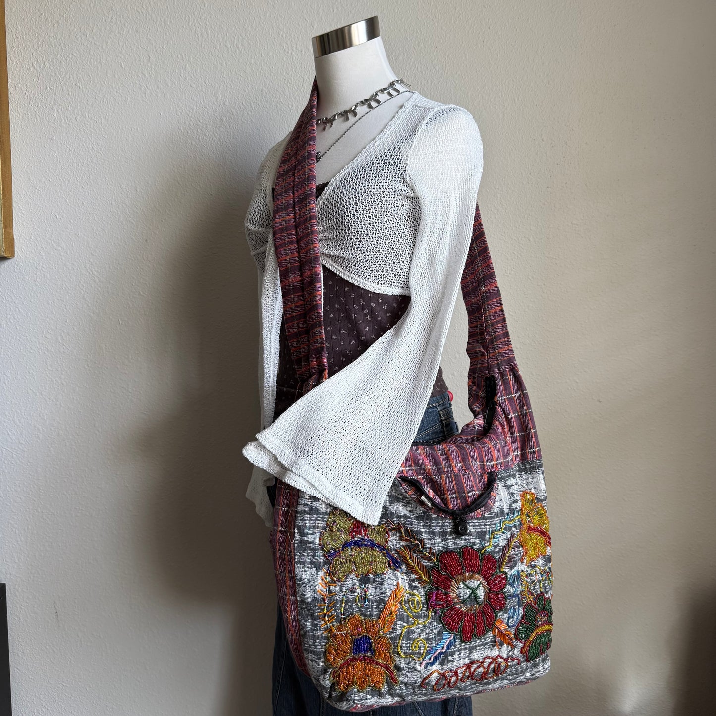 Beaded boho crossbody bag