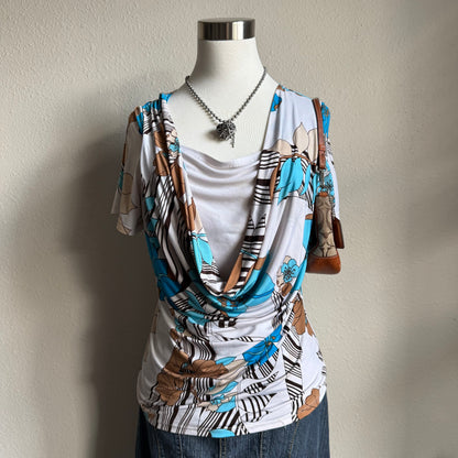 y2k flower draped top