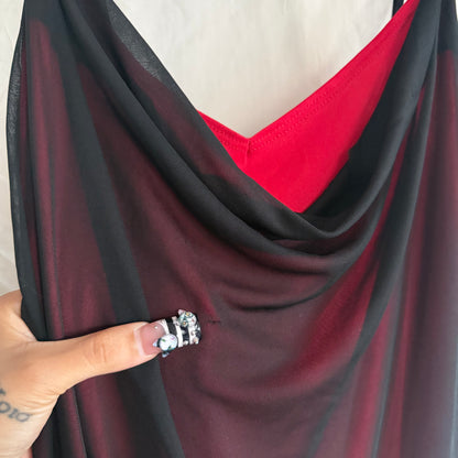 2000s black beaded mesh dress